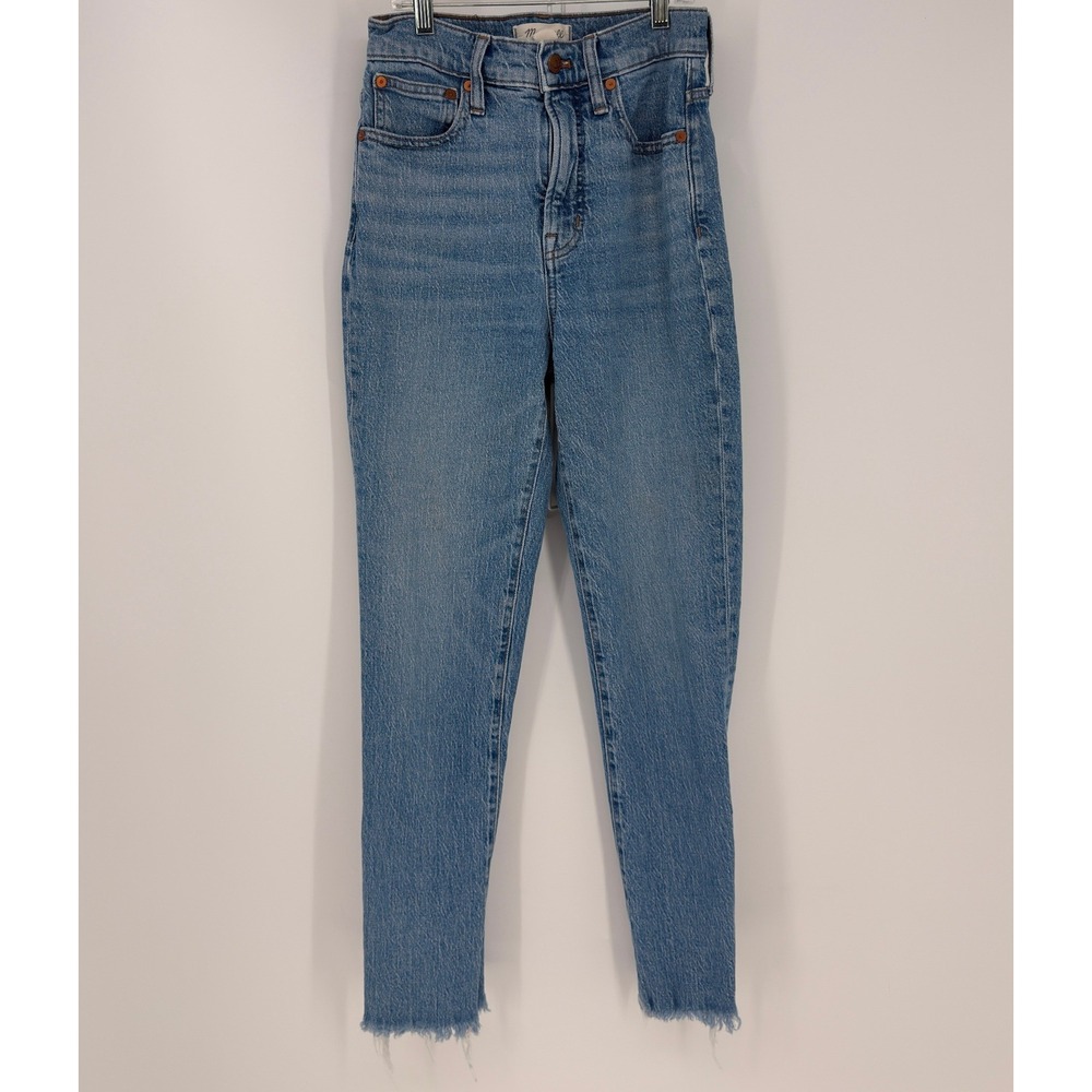 Madewell The Perfect Vintage Jean Womens 26 Blue High Rise Raw Hem Skinny Denim